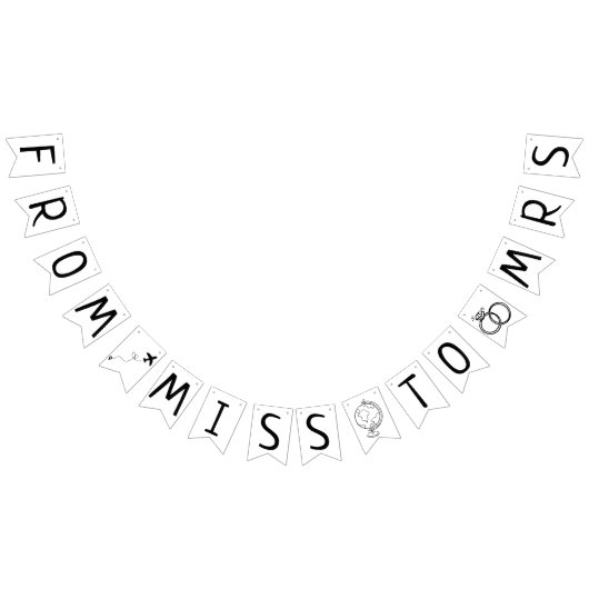 ミスからミセスへのトラベルテーマのブライズシャワー バンティングフラッグ (全)