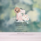 ミスからミセスへのトラベル ピンクスーツケース ブライダルシャワー アクリルサイン (ニュートラル)