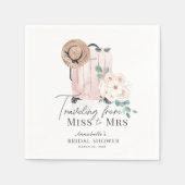 ミスからミセスへのトラベル ピンクスーツケース ブライダルシャワー スタンダードカクテルナプキン (正面)