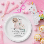 ミスからミセスへのトラベル ピンクスーツケース ブライダルシャワー ペーパープレート (パーティー)