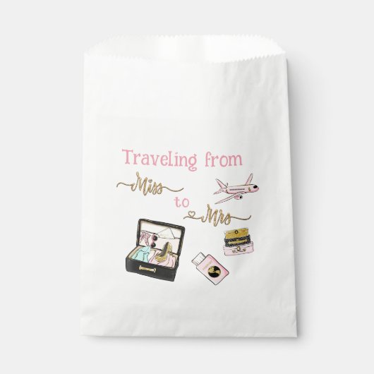 ミスからミセスへのブライダルシャワーの旅 ピンク フェイバーバッグ (正面)