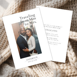 ミスからミセスへのラグジュアリー ロマンティック フォト ブライダル シャワー 招待状