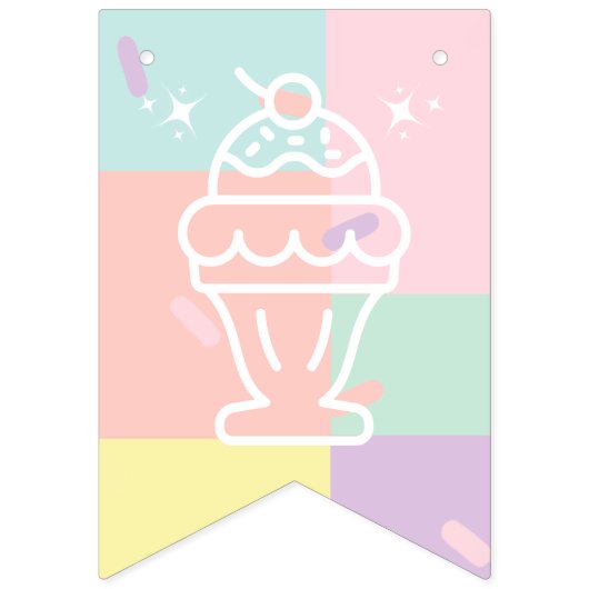 ミスからミセスへのレトロなアイスクリーム ブライダルシャワー バンティングフラッグ (第1の旗)