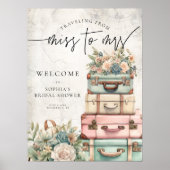 ミスからミセスへのヴィンテージ フラワー ブライダル シャワー ポスター (正面)