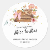 ミスからミセスへのヴィンテージ ブライダルシャワー ラウンドシール (正面)