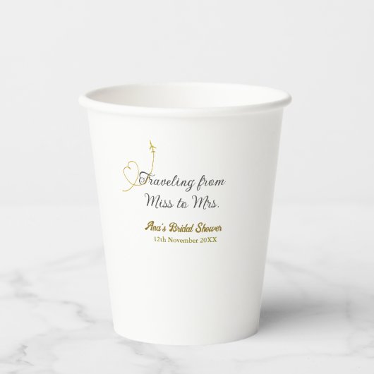 ミスからミセスへの名前を追加した結婚前のお祝い 紙コップ (正面)