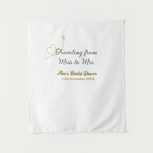 ミスからミセスへの名前を追加した結婚前パーティー タペストリー (正面)