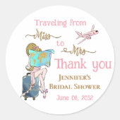 ミスからミセスへの旅行 ブライダルシャワーのお土産 ラウンドシール (正面)