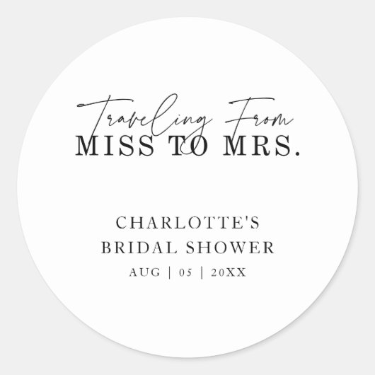 ミスからミセスへの旅 ブライダルシャワー ラウンドシール (正面)