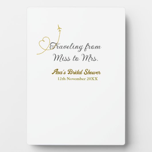 ミスからミセスへの旅　結婚前のお祝いの名前に追加 フォトプラーク (正面)