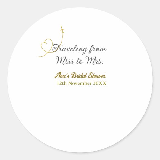 ミスからミセスへの ブライダルシャワーに名前を追加 ラウンドシール (正面)
