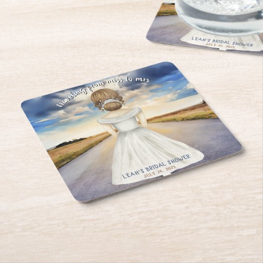 ミスからミセスへの ブライダルシャワーの旅 スクエアペーパーコースター (アングル)
