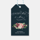ミスからミセスへの ブライダルシャワーの花のカリグラフィー ギフトタグ (正面)