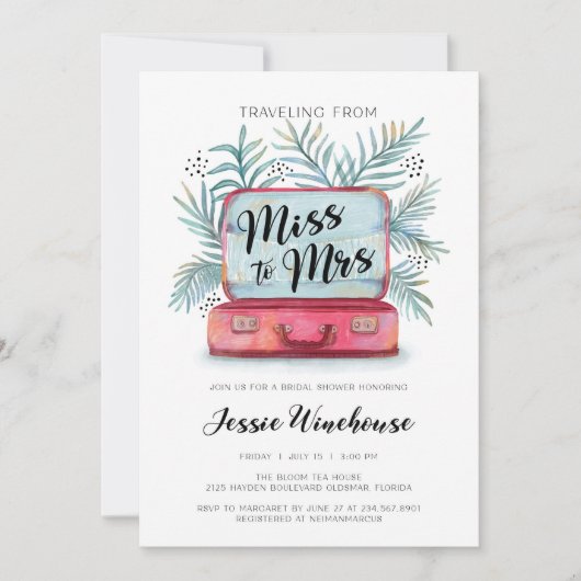 ミスからミセスへ ブライダルシャワーの旅 招待状 (正面)