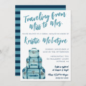 ミスからミセスへ ブルー ラゲッジ ブライダル 招待状 (正面/裏面)
