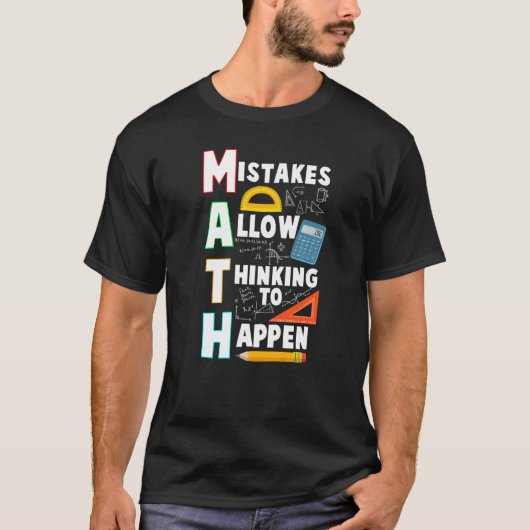 ミスは考えるの発生を許可する数学おたく数学 Tシャツ (正面)