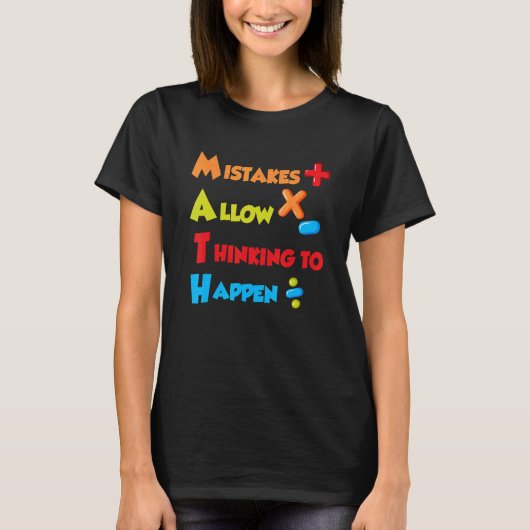 ミスは考える数学の数学を起こす Tシャツ (正面)