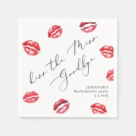 ミスをキスしてバイバイ ブライズメイドパーティー スタンダードカクテルナプキン (正面)