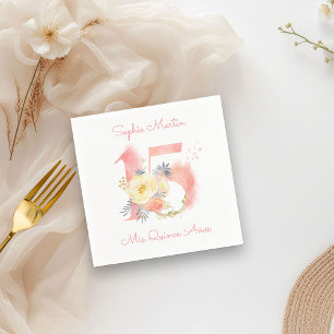 ミスカインスアーノス赤面ピンクフローラ15誕生日 スタンダードカクテルナプキン