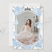 ミスコインセ写真招待状 ダスティーブルーのドレス 招待状 (裏面)