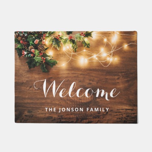 ミスタルトーブランチ素朴ウッドクリスマスホリデーズ ドアマット (正面)