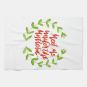 ミスタントウの下で私に会う – クリスマスリース キッチンタオル (横)