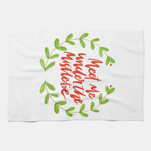 ミスタントウの下で私に会う – クリスマスリース キッチンタオル (横)