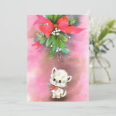 ミスタントウの下のヴィンテージのクリスマスキャット シーズンカード (スタンド正面)