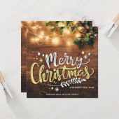 ミスタントウ枝ウッドクリスマスグリーティ企業のング カード (正面/裏面インサイチュ)