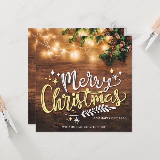 ミスタントウ枝ウッドクリスマスグリーティ企業のング カード (正面/裏面インサイチュ)