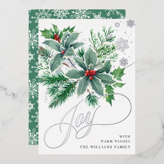 ミスタントウ輝くクリスマスグリーティングシルバー 箔シーズンカード (正面/裏面)