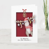 ミスタントクリスマスを飾った可愛いムース カード (正面)