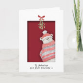 ミスタントクリスマス付きシロクマ カード (正面)