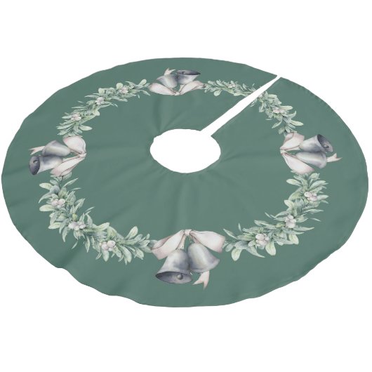 ミスタントボールとシルバーボール緑 ブラッシュドポリエステルツリースカート (アングル)