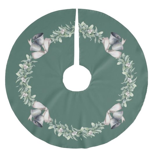 ミスタントボールとシルバーボール緑 ブラッシュドポリエステルツリースカート (正面)