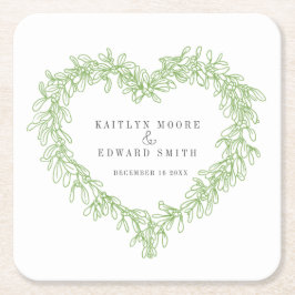 ミスタントラインのアートグリーン冬の結婚式カスタム スクエアペーパーコースター