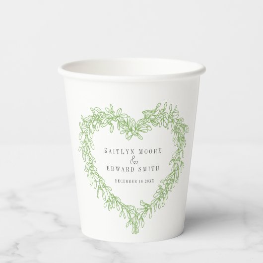 ミスタントラインのアートグリーン冬の結婚式カスタム 紙コップ (裏面)