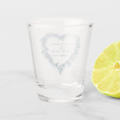 ミスタントラインアートブルー冬のウェディングカスタム ショットグラス (裏面)