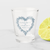 ミスタントラインアートブルー冬のウェディングカスタム ショットグラス (正面)