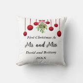ミスタントーと赤いクリスマスボール新婚ピロー クッション (正面)