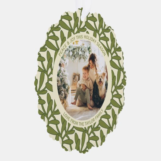 ミスタントーの写真と文字のパーソナライズされたクリスマス オーナメントカード (右)