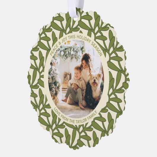 ミスタントーの写真と文字のパーソナライズされたクリスマス オーナメントカード (左)