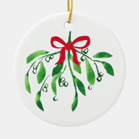 ミスタントーの名前と名前の年フェスティバル赤い緑のキス セラミックオーナメント (正面)