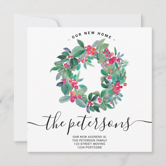 ミスタントークリスマスリースの水の色を移動 案内状 (正面)