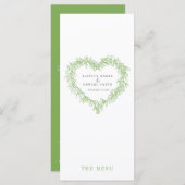 ミスタントーハートグリーン結婚ホワイトのメニュー メニュー (正面/裏面)