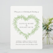 ミスタントーハート結婚ラインアートの緑の白 招待状 (スタンド正面)
