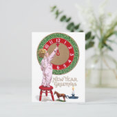 ミスタントー時計と幼児の新年の挨拶 シーズンポストカード (スタンド正面)