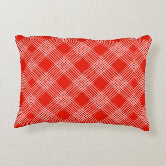 ミスタントー行と赤い格子模様のリバーシブルクリスマス アクセントクッション (裏面)
