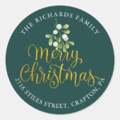 ミスタントー金ゴールドメリークリスマス差出人住所 ラウンドシール (正面)