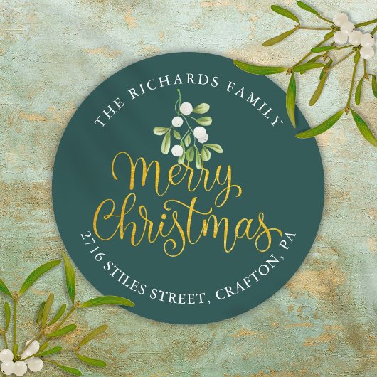 ミスタントー金ゴールドメリークリスマス差出人住所 ラウンドシール